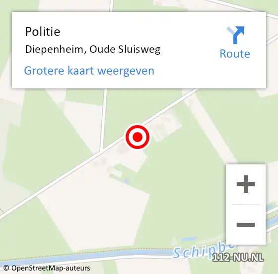 Locatie op kaart van de 112 melding: Politie Diepenheim, Oude Sluisweg op 24 augustus 2021 20:52