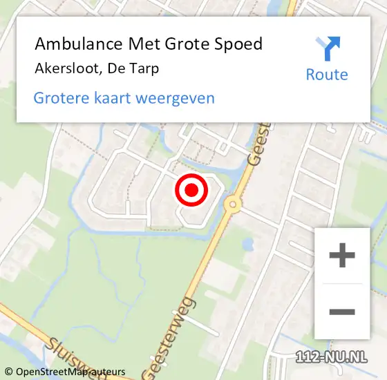 Locatie op kaart van de 112 melding: Ambulance Met Grote Spoed Naar Akersloot, De Tarp op 24 augustus 2021 21:03