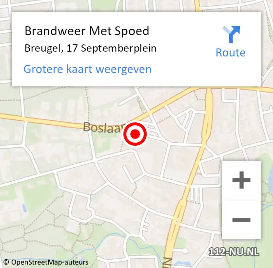 Locatie op kaart van de 112 melding: Brandweer Met Spoed Naar Breugel, 17 Septemberplein op 24 augustus 2021 21:07