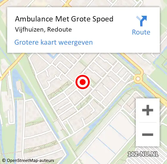 Locatie op kaart van de 112 melding: Ambulance Met Grote Spoed Naar Vijfhuizen, Redoute op 24 augustus 2021 21:22