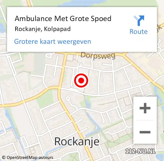 Locatie op kaart van de 112 melding: Ambulance Met Grote Spoed Naar Rockanje, Kolpapad op 24 augustus 2021 21:29