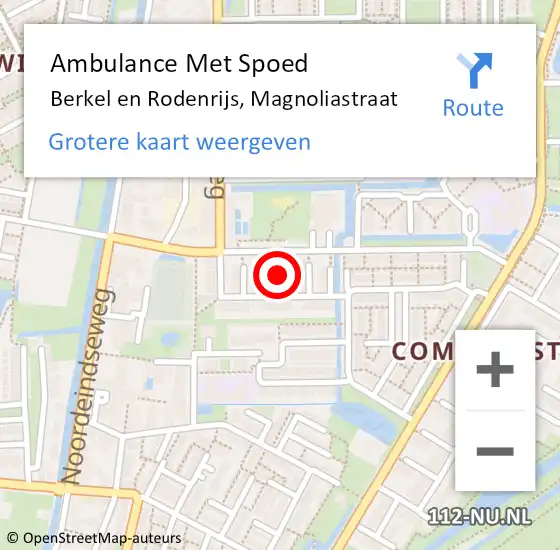 Locatie op kaart van de 112 melding: Ambulance Met Spoed Naar Berkel en Rodenrijs, Magnoliastraat op 24 augustus 2021 21:32