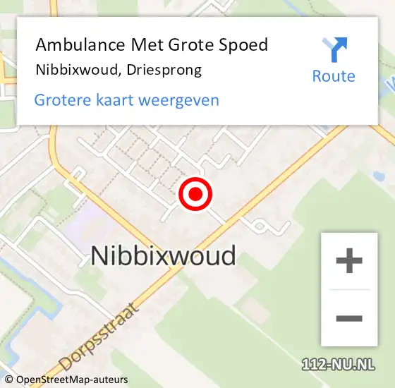 Locatie op kaart van de 112 melding: Ambulance Met Grote Spoed Naar Nibbixwoud, Driesprong op 24 augustus 2021 21:33