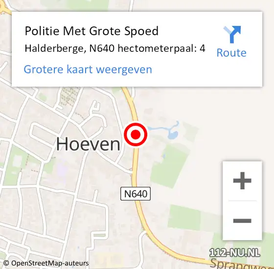 Locatie op kaart van de 112 melding: Politie Met Grote Spoed Naar Halderberge, N640 hectometerpaal: 4 op 24 augustus 2021 21:39