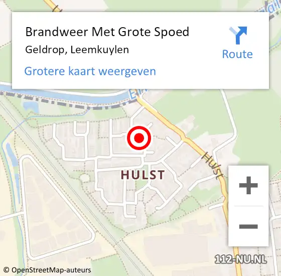 Locatie op kaart van de 112 melding: Brandweer Met Grote Spoed Naar Geldrop, Leemkuylen op 24 augustus 2021 22:35