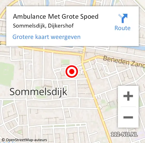 Locatie op kaart van de 112 melding: Ambulance Met Grote Spoed Naar Sommelsdijk, Dijkershof op 24 augustus 2021 22:35