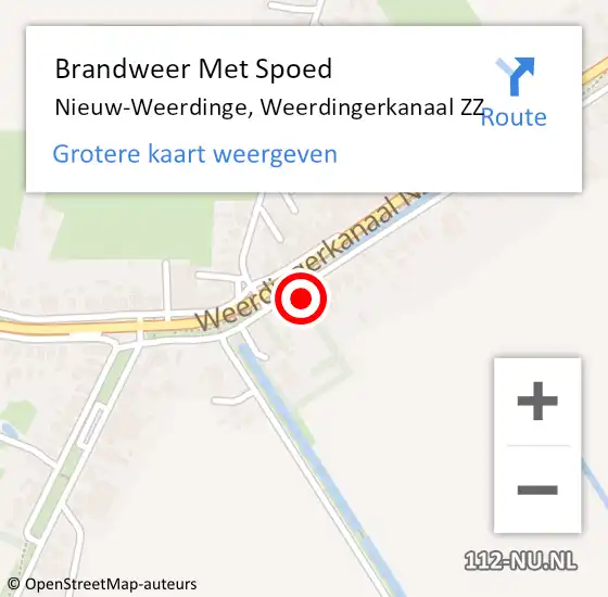 Locatie op kaart van de 112 melding: Brandweer Met Spoed Naar Nieuw-Weerdinge, Weerdingerkanaal ZZ op 24 augustus 2021 22:42