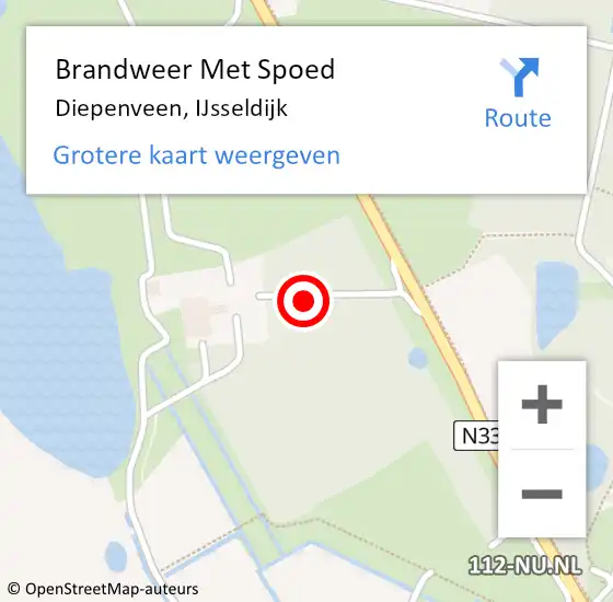 Locatie op kaart van de 112 melding: Brandweer Met Spoed Naar Diepenveen, IJsseldijk op 24 augustus 2021 23:53