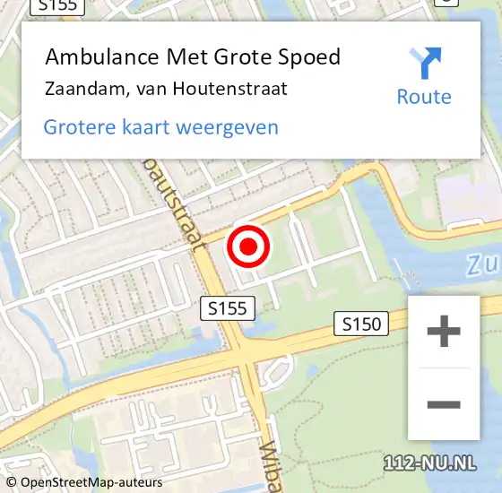 Locatie op kaart van de 112 melding: Ambulance Met Grote Spoed Naar Zaandam, van Houtenstraat op 24 augustus 2021 23:56