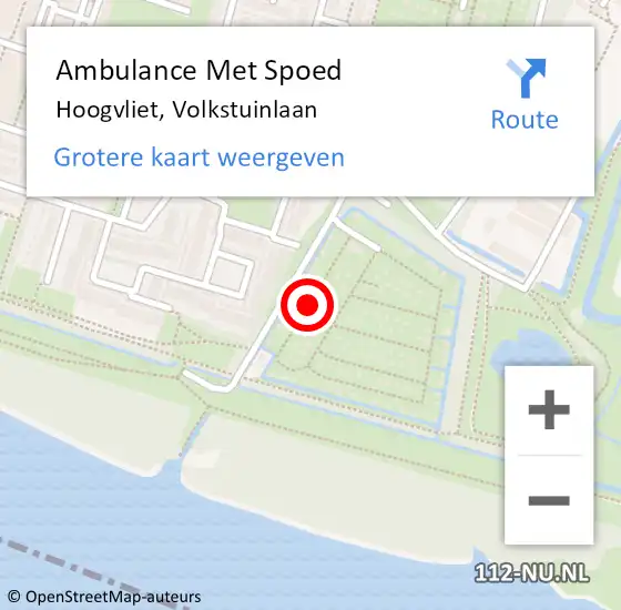 Locatie op kaart van de 112 melding: Ambulance Met Spoed Naar Hoogvliet, Volkstuinlaan op 25 augustus 2021 00:13