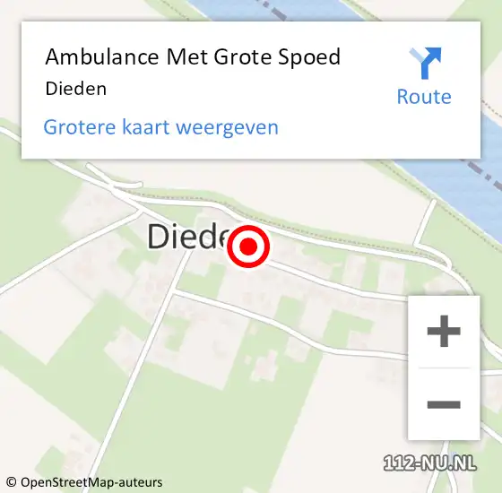 Locatie op kaart van de 112 melding: Ambulance Met Grote Spoed Naar Dieden op 25 augustus 2021 00:13