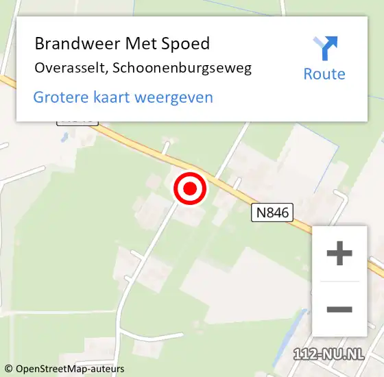 Locatie op kaart van de 112 melding: Brandweer Met Spoed Naar Overasselt, Schoonenburgseweg op 25 augustus 2021 00:18