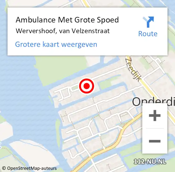 Locatie op kaart van de 112 melding: Ambulance Met Grote Spoed Naar Wervershoof, van Velzenstraat op 25 augustus 2021 00:39