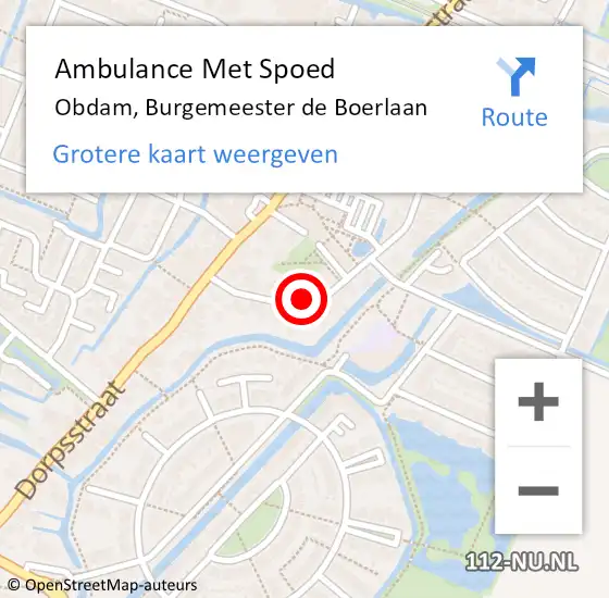 Locatie op kaart van de 112 melding: Ambulance Met Spoed Naar Obdam, Burgemeester de Boerlaan op 25 augustus 2021 02:30