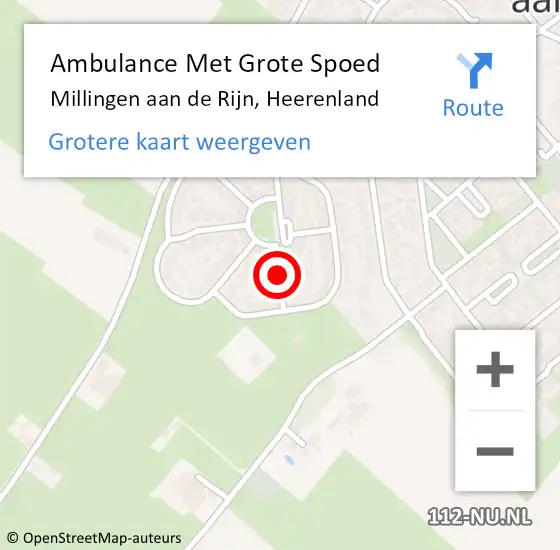 Locatie op kaart van de 112 melding: Ambulance Met Grote Spoed Naar Millingen aan de Rijn, Heerenland op 25 augustus 2021 02:50