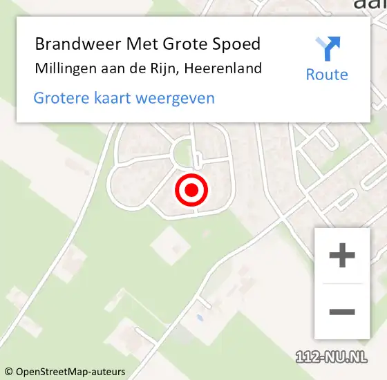 Locatie op kaart van de 112 melding: Brandweer Met Grote Spoed Naar Millingen aan de Rijn, Heerenland op 25 augustus 2021 03:17