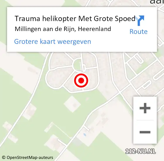Locatie op kaart van de 112 melding: Trauma helikopter Met Grote Spoed Naar Millingen aan de Rijn, Heerenland op 25 augustus 2021 03:20