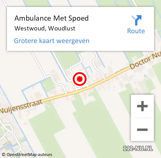 Locatie op kaart van de 112 melding: Ambulance Met Spoed Naar Westwoud, Woudlust op 25 augustus 2021 03:20