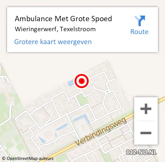 Locatie op kaart van de 112 melding: Ambulance Met Grote Spoed Naar Wieringerwerf, Texelstroom op 25 augustus 2021 04:33