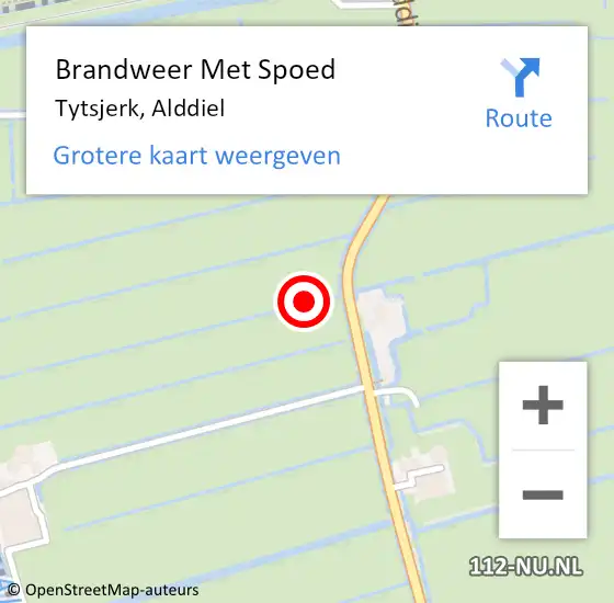 Locatie op kaart van de 112 melding: Brandweer Met Spoed Naar Tytsjerk, Alddiel op 25 augustus 2021 04:34