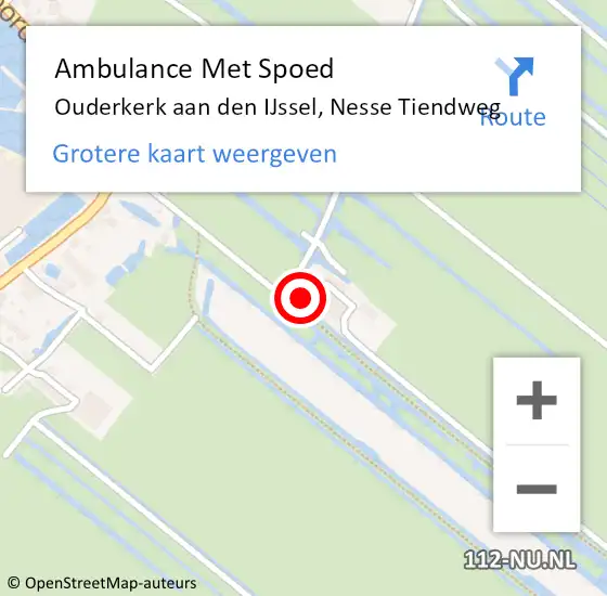 Locatie op kaart van de 112 melding: Ambulance Met Spoed Naar Ouderkerk aan den IJssel, Nesse Tiendweg op 25 augustus 2021 07:22