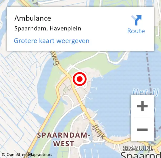 Locatie op kaart van de 112 melding: Ambulance Spaarndam, Havenplein op 25 augustus 2021 07:31