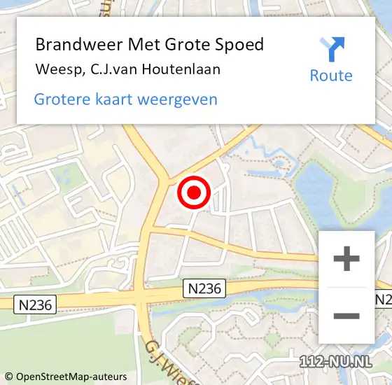 Locatie op kaart van de 112 melding: Brandweer Met Grote Spoed Naar Weesp, C.J.van Houtenlaan op 25 augustus 2021 07:33