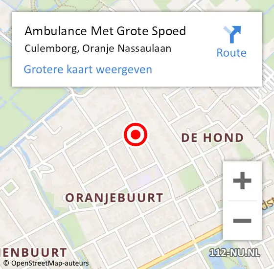 Locatie op kaart van de 112 melding: Ambulance Met Grote Spoed Naar Culemborg, Oranje Nassaulaan op 25 augustus 2021 07:50