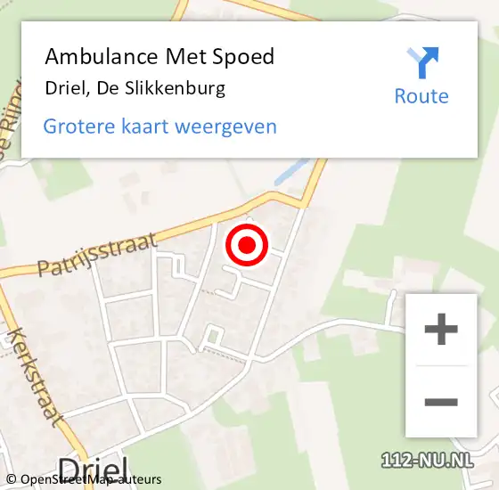 Locatie op kaart van de 112 melding: Ambulance Met Spoed Naar Driel, De Slikkenburg op 25 augustus 2021 07:53
