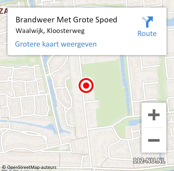 Locatie op kaart van de 112 melding: Brandweer Met Grote Spoed Naar Waalwijk, Kloosterweg op 25 augustus 2021 08:00