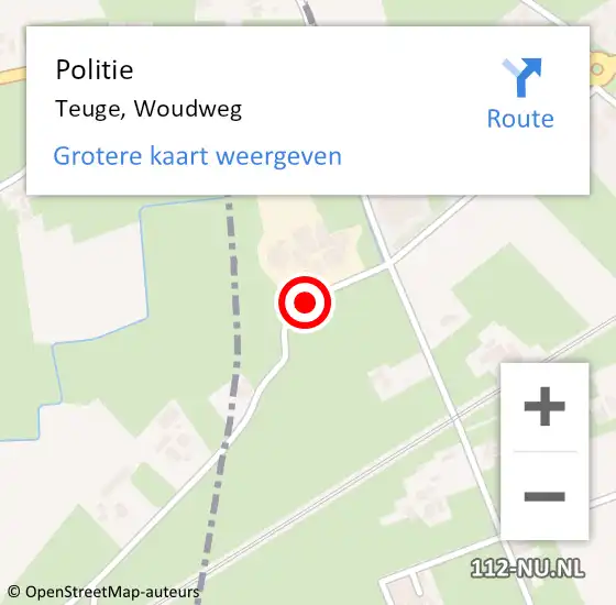 Locatie op kaart van de 112 melding: Politie Teuge, Woudweg op 25 augustus 2021 08:07