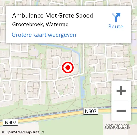 Locatie op kaart van de 112 melding: Ambulance Met Grote Spoed Naar Grootebroek, Waterrad op 25 augustus 2021 08:21