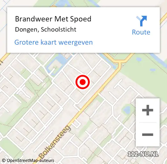 Locatie op kaart van de 112 melding: Brandweer Met Spoed Naar Dongen, Schoolsticht op 25 augustus 2021 08:25