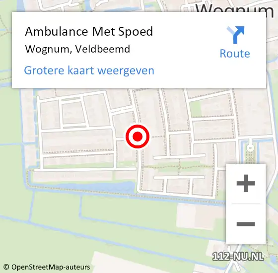 Locatie op kaart van de 112 melding: Ambulance Met Spoed Naar Wognum, Veldbeemd op 25 augustus 2021 08:40