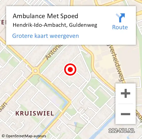 Locatie op kaart van de 112 melding: Ambulance Met Spoed Naar Hendrik-Ido-Ambacht, Guldenweg op 25 augustus 2021 09:01