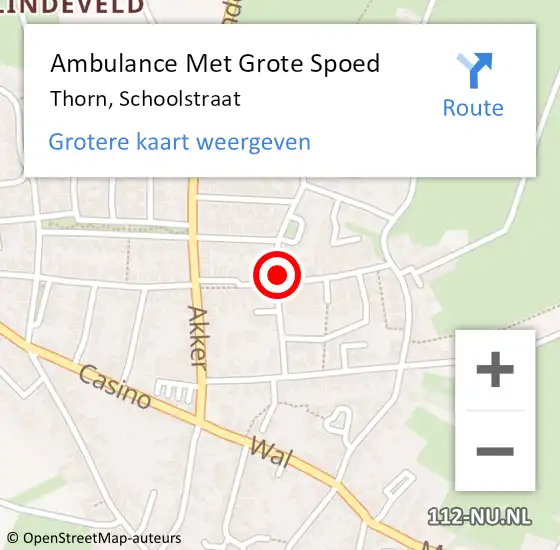 Locatie op kaart van de 112 melding: Ambulance Met Grote Spoed Naar Thorn, Schoolstraat op 25 augustus 2021 09:12