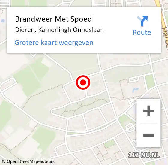 Locatie op kaart van de 112 melding: Brandweer Met Spoed Naar Dieren, Kamerlingh Onneslaan op 25 augustus 2021 09:25