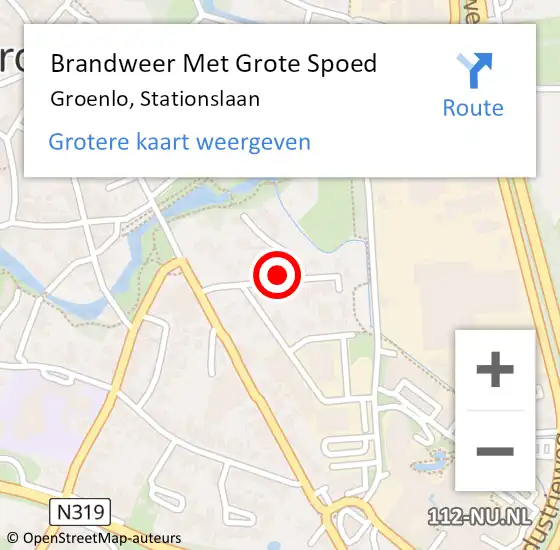 Locatie op kaart van de 112 melding: Brandweer Met Grote Spoed Naar Groenlo, Stationslaan op 25 augustus 2021 09:42