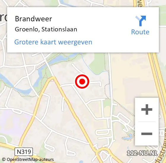 Locatie op kaart van de 112 melding: Brandweer Groenlo, Stationslaan op 25 augustus 2021 09:44