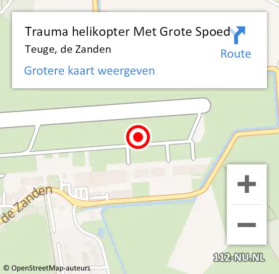 Locatie op kaart van de 112 melding: Trauma helikopter Met Grote Spoed Naar Teuge, de Zanden op 25 augustus 2021 10:16