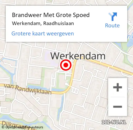 Locatie op kaart van de 112 melding: Brandweer Met Grote Spoed Naar Werkendam, Raadhuislaan op 25 augustus 2021 10:27