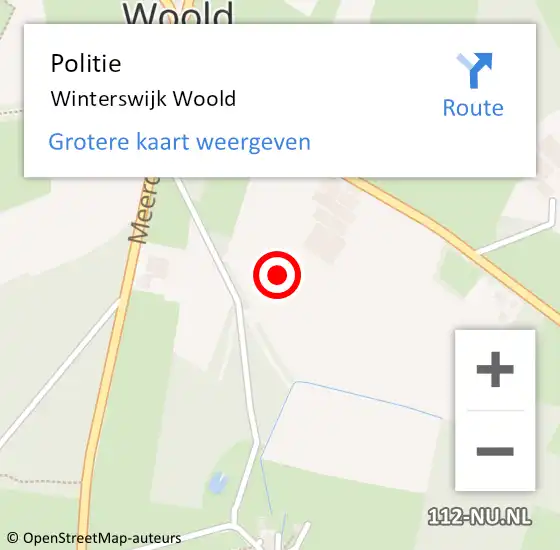 Locatie op kaart van de 112 melding: Politie Winterswijk Woold op 25 augustus 2021 10:46