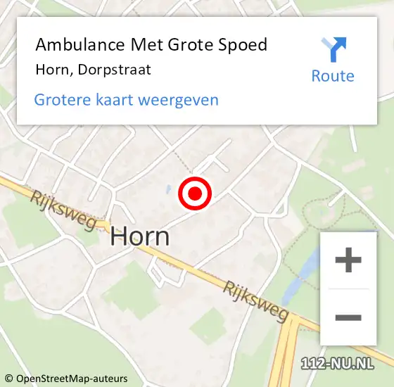 Locatie op kaart van de 112 melding: Ambulance Met Grote Spoed Naar Horn, Dorpstraat op 25 augustus 2021 11:03