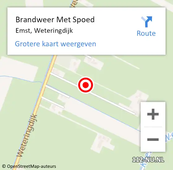 Locatie op kaart van de 112 melding: Brandweer Met Spoed Naar Emst, Weteringdijk op 25 augustus 2021 11:10