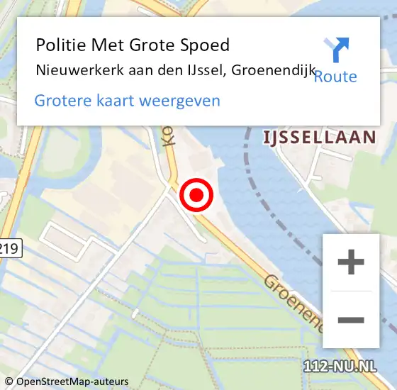 Locatie op kaart van de 112 melding: Politie Met Grote Spoed Naar Nieuwerkerk aan den IJssel, Groenendijk op 25 augustus 2021 11:18