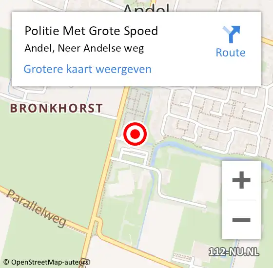 Locatie op kaart van de 112 melding: Politie Met Grote Spoed Naar Andel, Neer Andelse weg op 25 augustus 2021 11:34