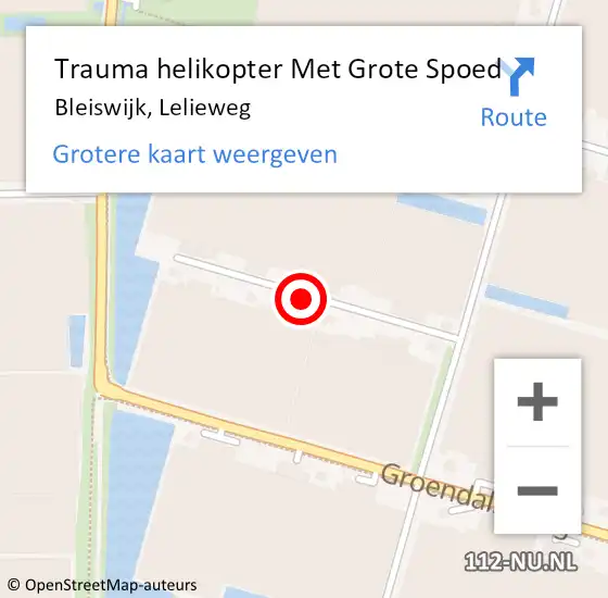 Locatie op kaart van de 112 melding: Trauma helikopter Met Grote Spoed Naar Bleiswijk, Lelieweg op 25 augustus 2021 12:31