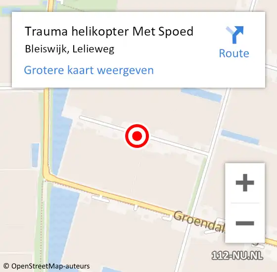 Locatie op kaart van de 112 melding: Trauma helikopter Met Spoed Naar Bleiswijk, Lelieweg op 25 augustus 2021 12:37