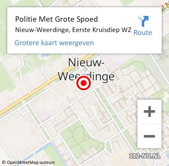 Locatie op kaart van de 112 melding: Politie Met Grote Spoed Naar Nieuw-Weerdinge, Eerste Kruisdiep WZ op 25 augustus 2021 13:01