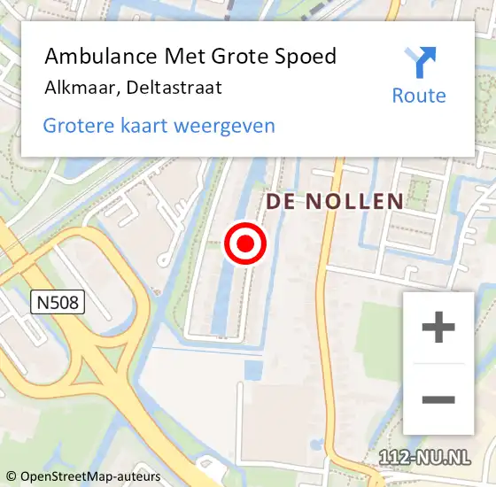 Locatie op kaart van de 112 melding: Ambulance Met Grote Spoed Naar Alkmaar, Deltastraat op 25 augustus 2021 13:37